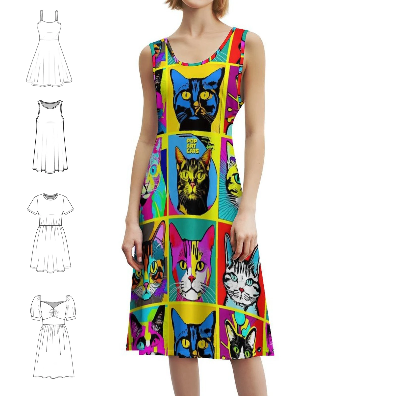 

Поп-арт Кошки Женская уличная одежда в стиле хип-хоп Платье Графический принт Вечеринка Клубная одежда Кошки Поп-арт Кошка Забавные поп-арт Кошки Кошка Вечеринка