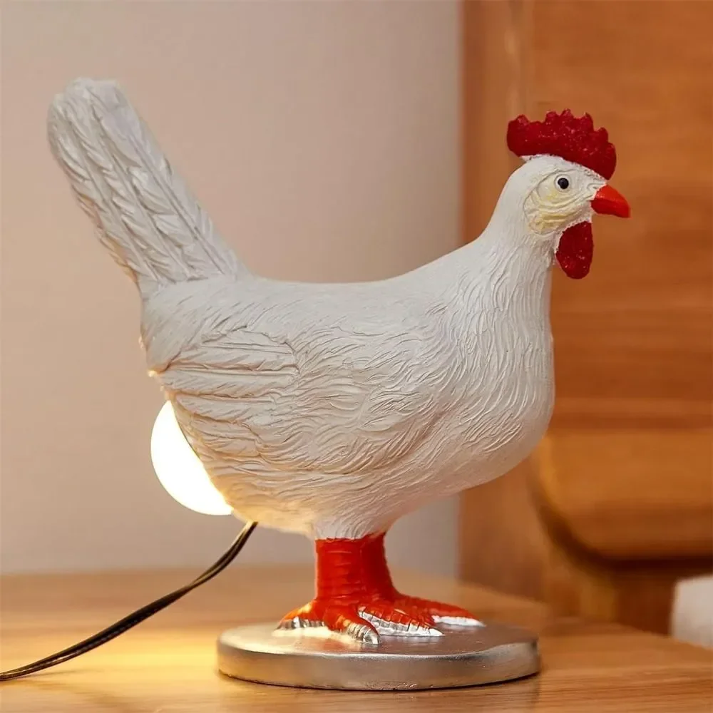 Simulation Chicken Butt Lights Chicken Laying Easter Egg Night Lights Resin Chicken Decorative Ornaments Desktop Decorative Lamp