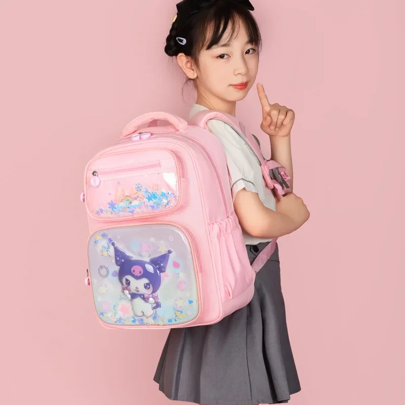 Sanrio Kulomi Cartoon Large Capacity Waterproof Girls Schoolbag Cute Jade Cinnamon Dog Ridge Protection Children's Backpack