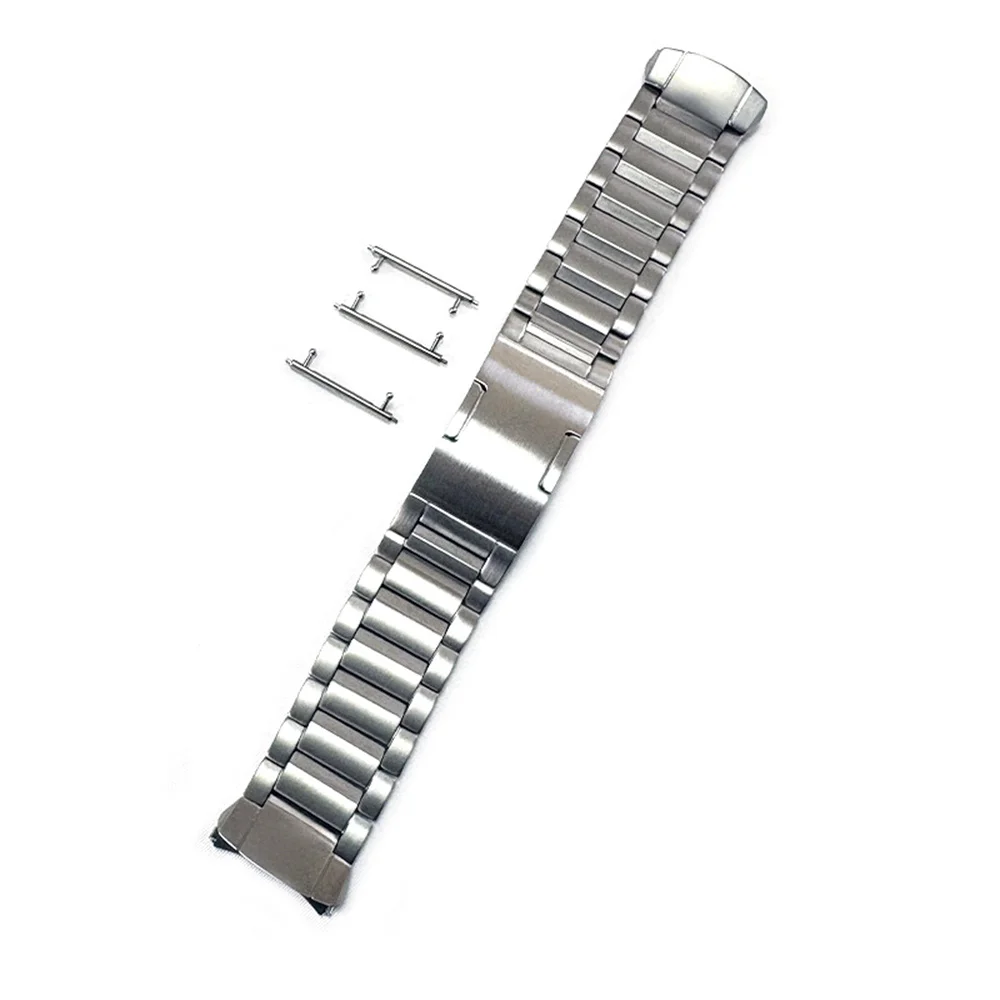 

For Huawei Watch 5 46mm Titanium Alloy Watch Band Beveled Three-Bead Buckle Wrist Strap