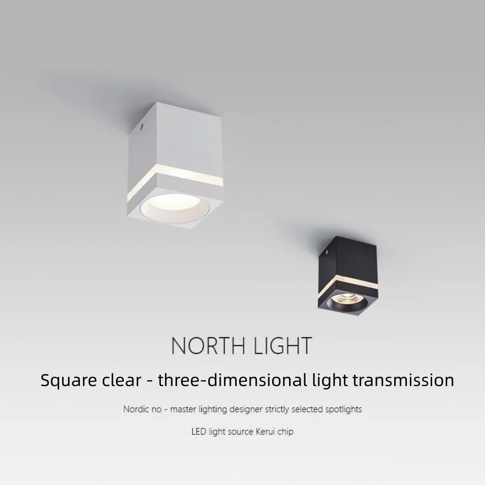 LED square surface mounted spotlights Bedroom living room ceiling lights  Home COB corridor corridor downlights