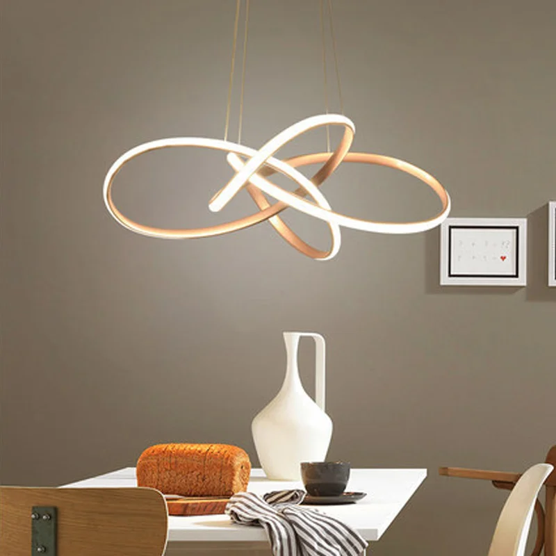 

DINDALLED LED Pendant Light Modern Line Shape Hanging Lamp for Living Dining Room Kitchen Island Lustre Chandelier Decor Fixture