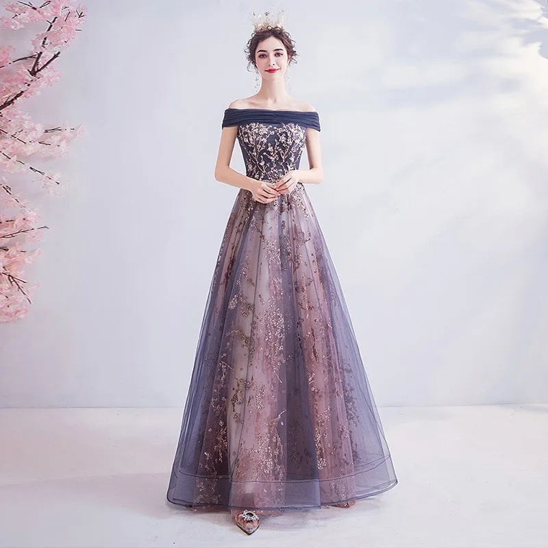 

2025 New Women's Summer Banquet Evening Dress Fashion Show Host Looks Thin and Fairy, Puffy Skirt, Art Exam Performance Dress