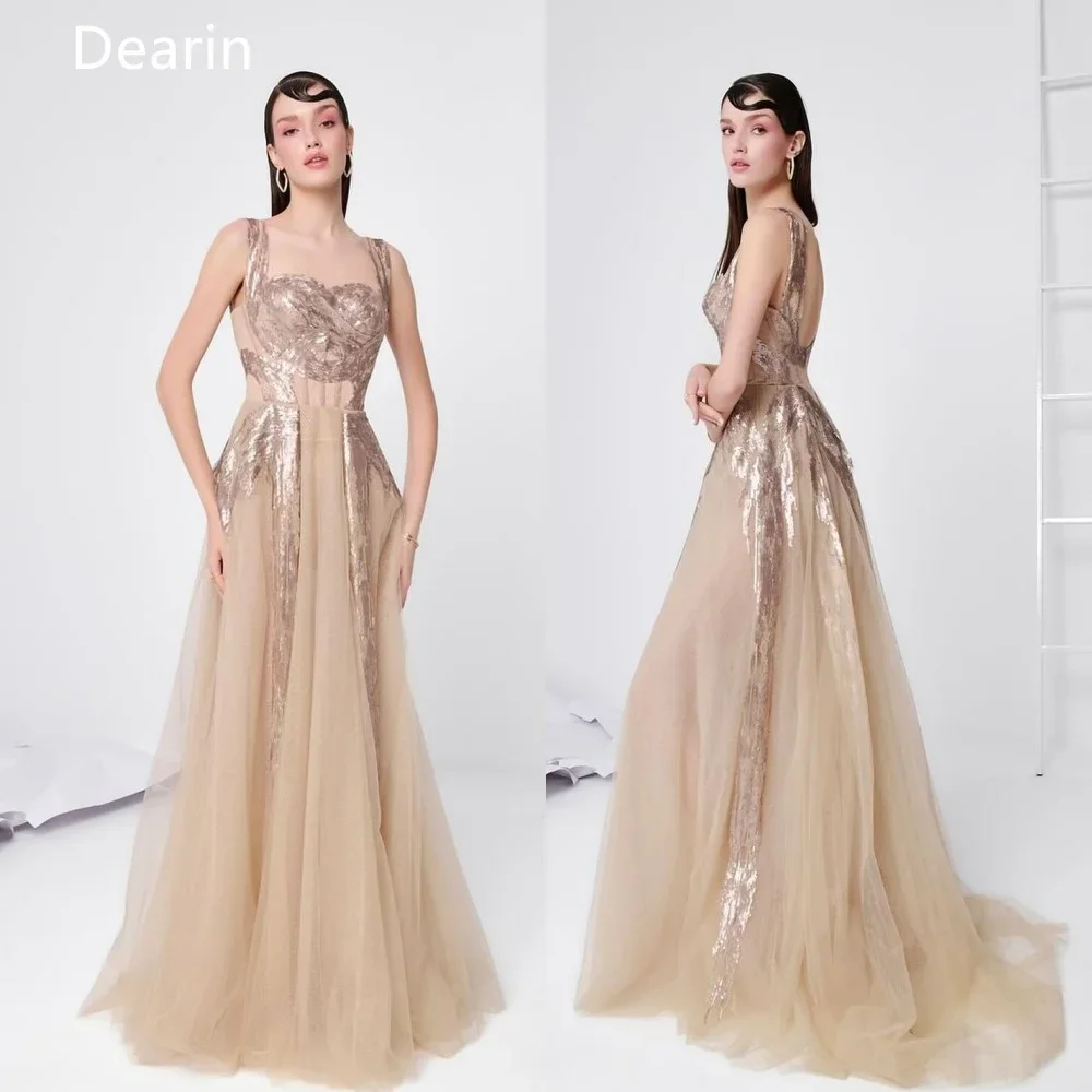 

Formal Gown Evening Saudi Arabia Dearin Shoulder Girdle A-line Floor Length Skirts Tulle Bespoke Occasion Dresses Prom Dress