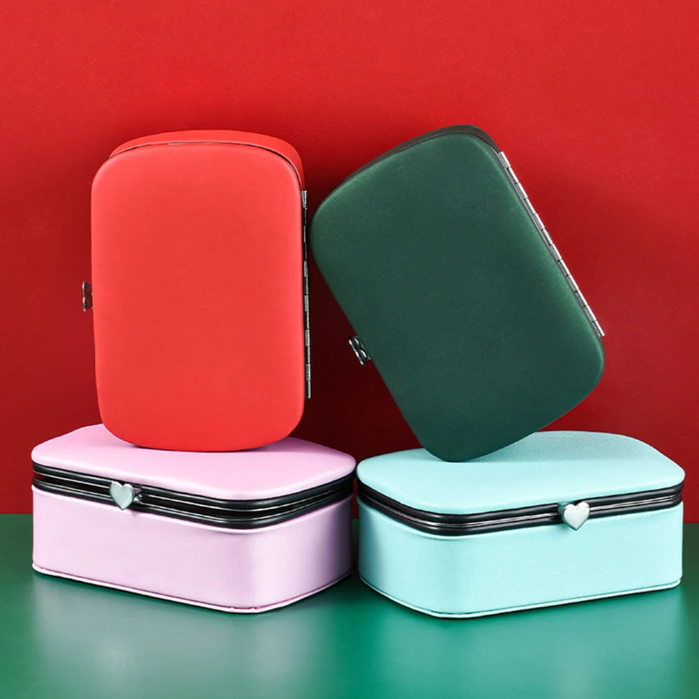 

1pc Pu Jewelry Storage Box Necklace Ring Earring Holder Portable Case Drawer Cabinet Organizer Durable Environmentally Friendly