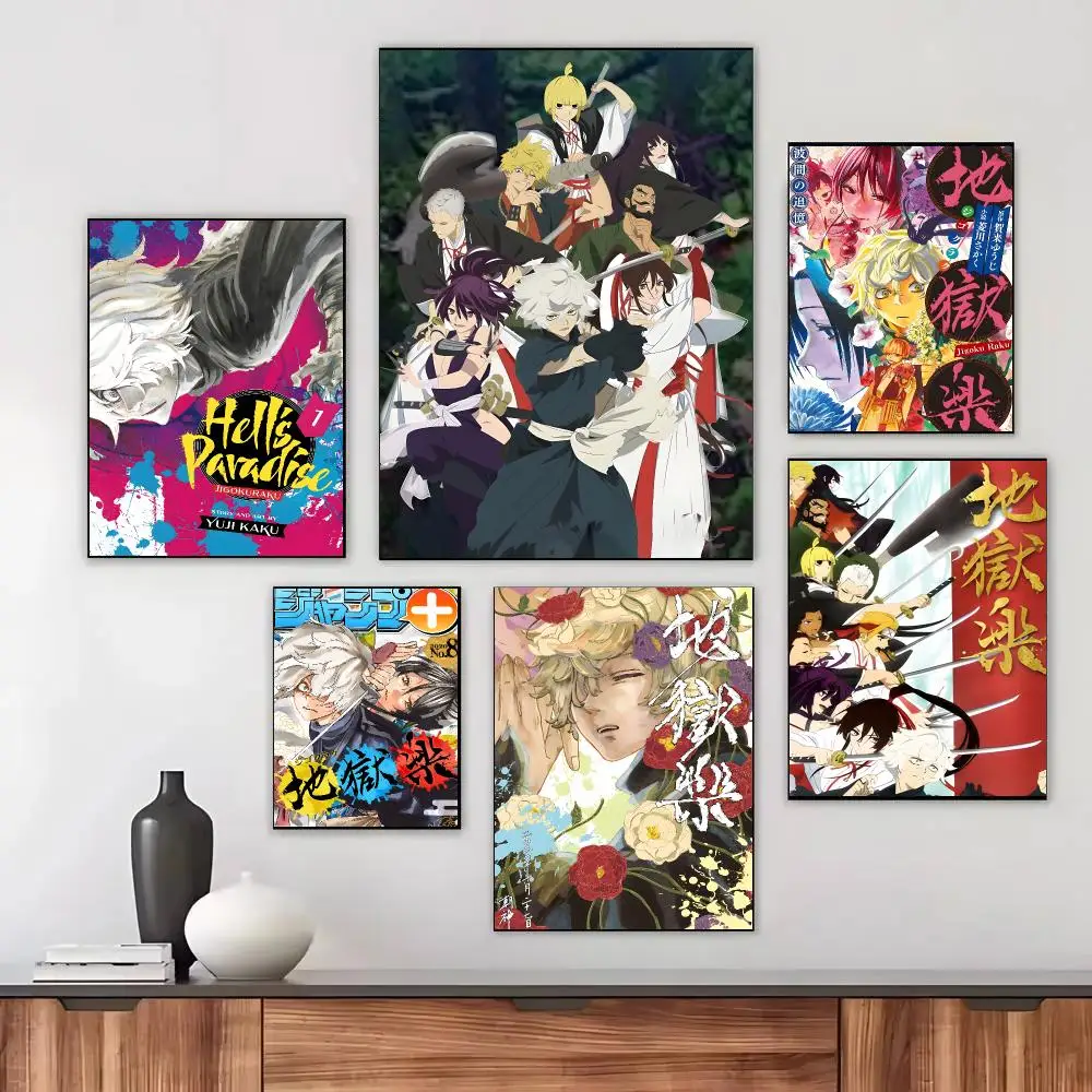 Cartoon H-Hells Paradise Jigokuraku Poster HD Waterproof Self-Adhesive For Living Room Gift Bedroom Hallway Wall Decor