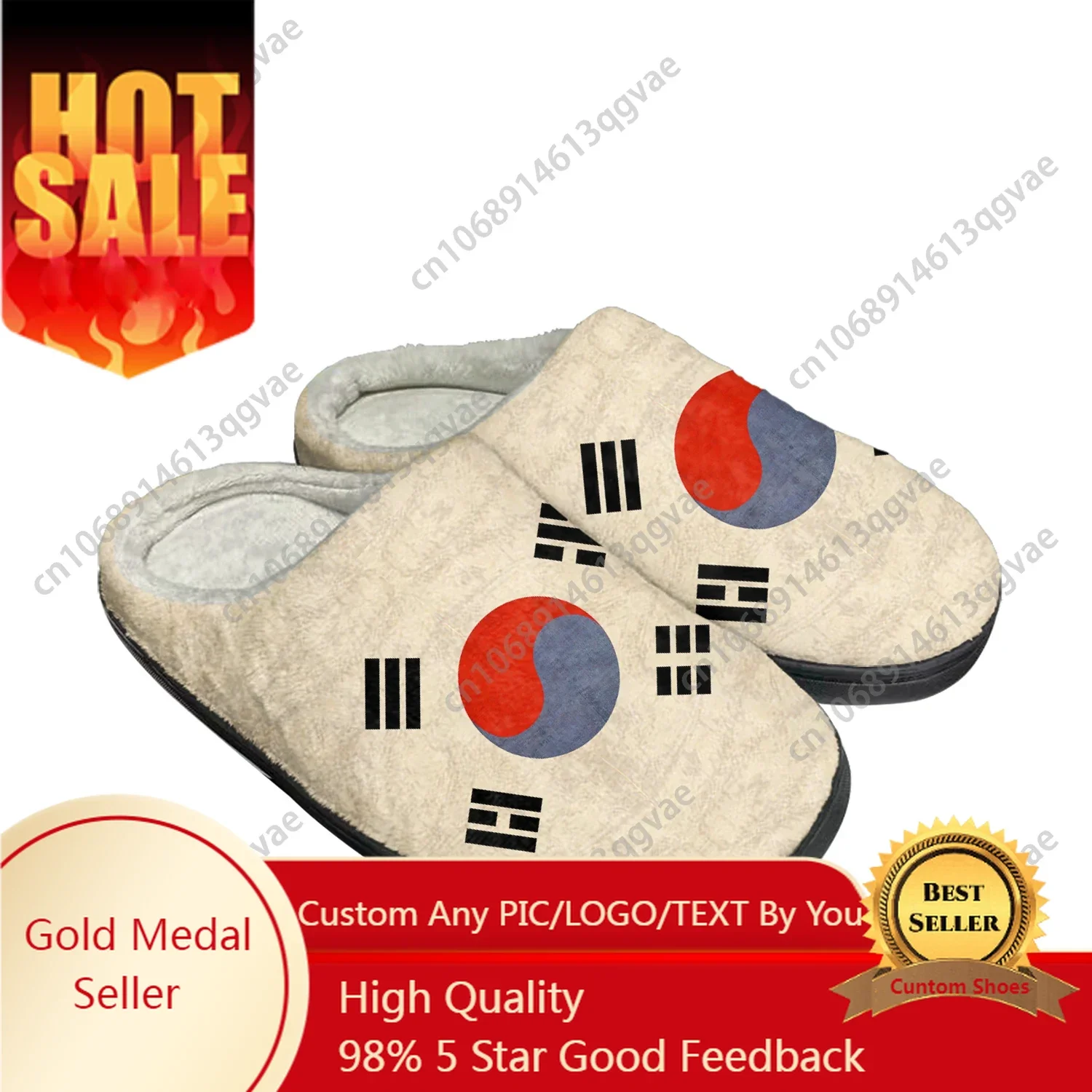 Korean Flag Home Cotton Custom Slippers Mens Womens Sandals South Korea Plush Bedroom Casual Keep Warm Shoes Thermal Slipper