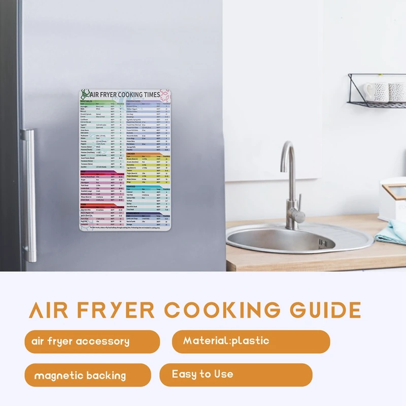 Air Fryer Accessories Cooking Time,Air Fryer Magnetic Cheat Sheet,Air Fryer Chart,Cooking&Frying Quick Reference Guide