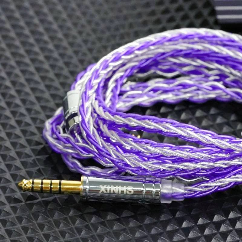 XINHS XH013 Lila-Silber 8-Core OCC versilbertes HiFi-Kopfhörer-Upgrade-Kabel für verschiedene Kopfhörer 0,78 2PIN/MMCX/KZ QDC – Detail 3