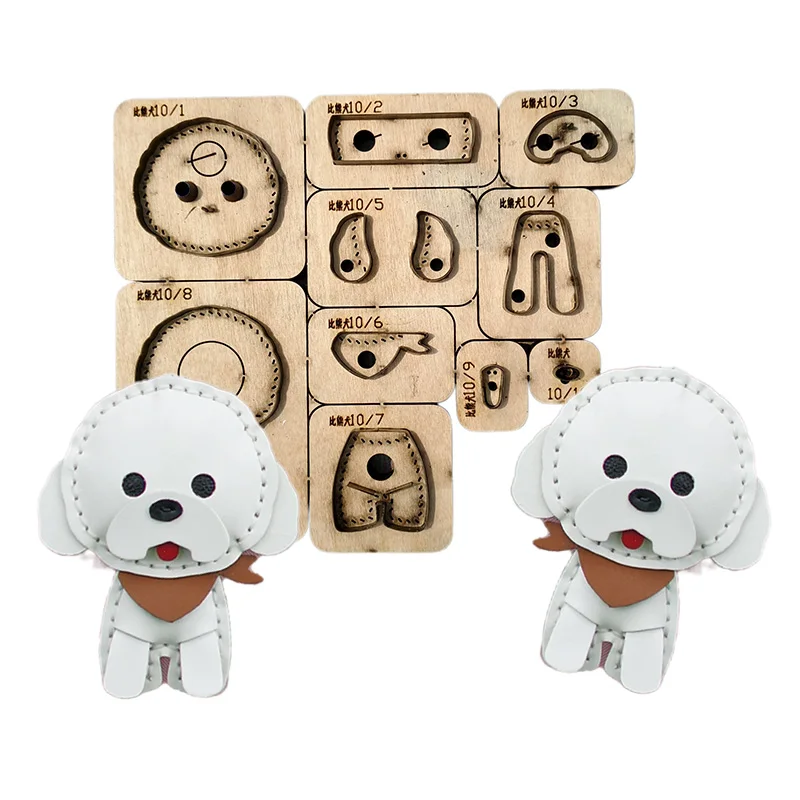 

Bichon Frise pendant bag keychain hanger cutting mold, leather cutting tools, Japanese steel knife wooden mold tools