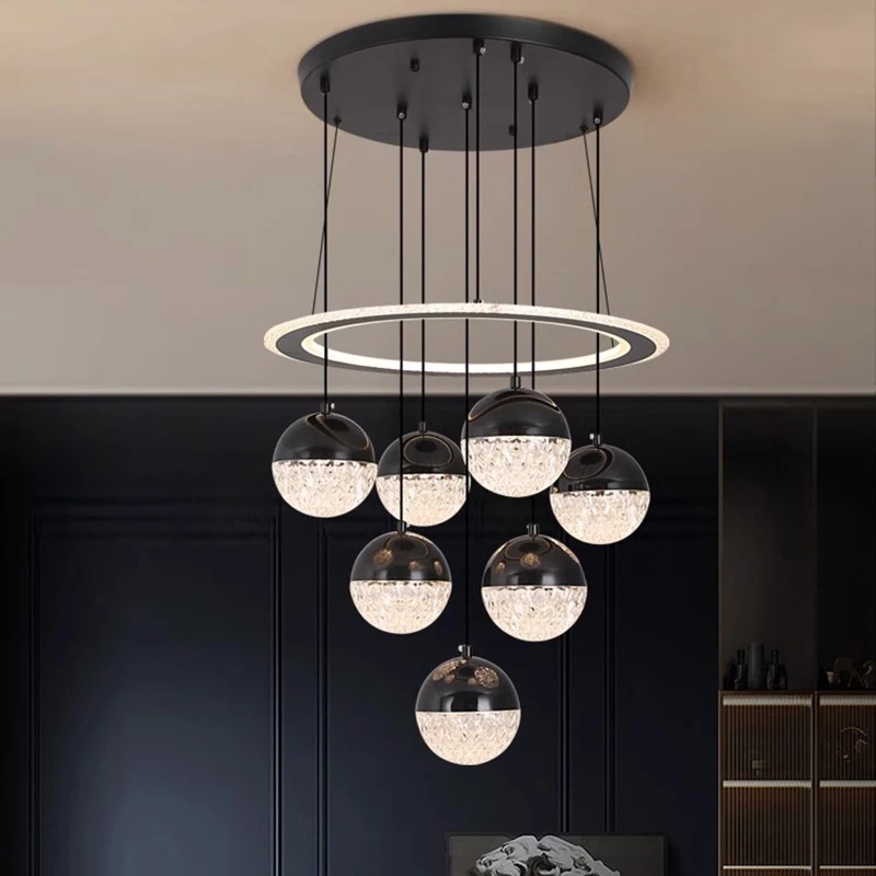 Plafonnier LED suspendu au design moderne, éclairage d'intérieur, luminaire décoratif de plafond, idéal pour un salon ou une salle à manger