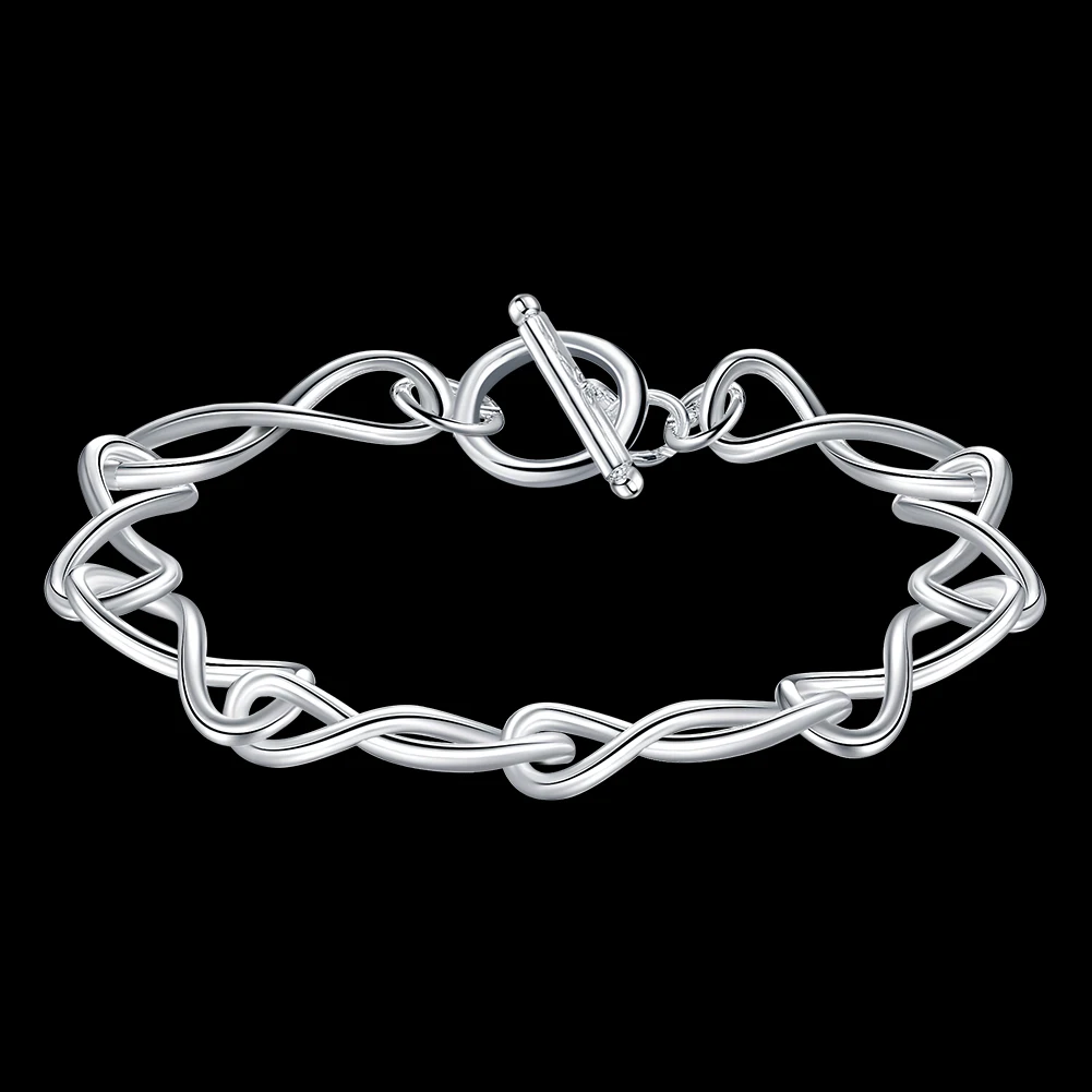 

Fine High Quality 925 Sterling Silver Twisted Circle 8 Shape Bracelets For Women Men Fashion Party Wedding Jewelry Holiday Gifts