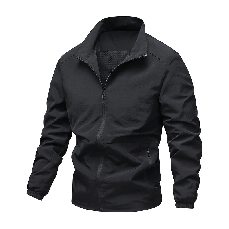 2027 New Spring Autumn Mens Stand Collar Casual Zipper Jacket Fashion Men Sports Soild Color Coat Male Streetwear Bomber Jacket