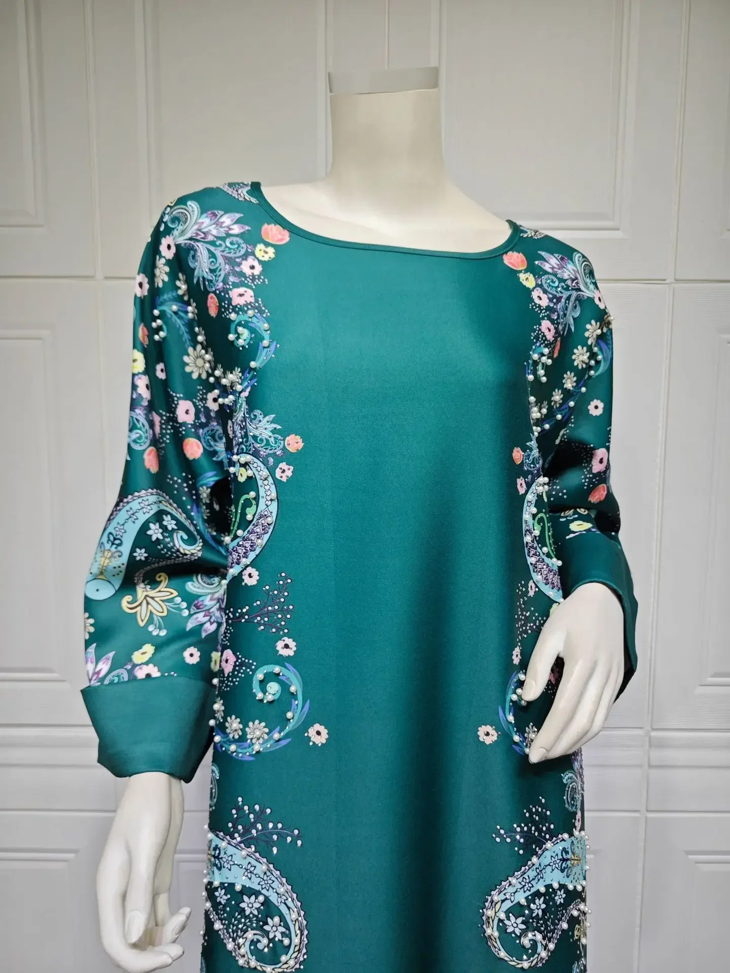 Diamants perles Eid Djellaba imprimé Abaya pour femmes robe musulmane dubaï turquie vêtements islamiques caftan Mubarak Marocain caftan