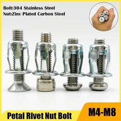 Stainless Steel Hex Phillips Screw Nut Petal Shape Metal Insert Rivet Nut Rivnut Expansion Clamp Panel Lock Fix Molly Jack Nut