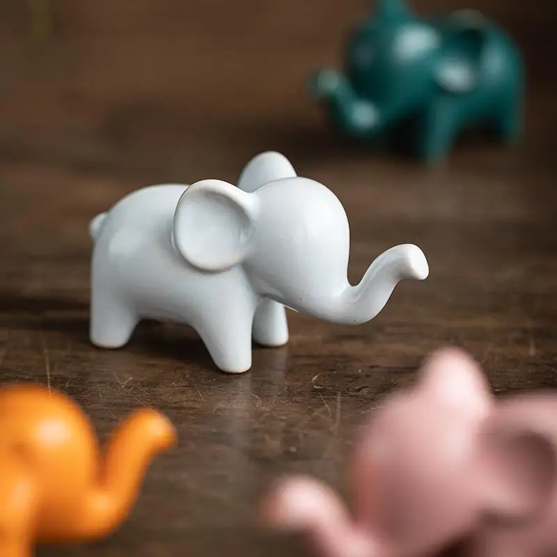 

Elephant Ceramics Crafts Figurines, Modern Art Ornaments, Animal Feng Shui, Home Interior, Office Decor Accessories