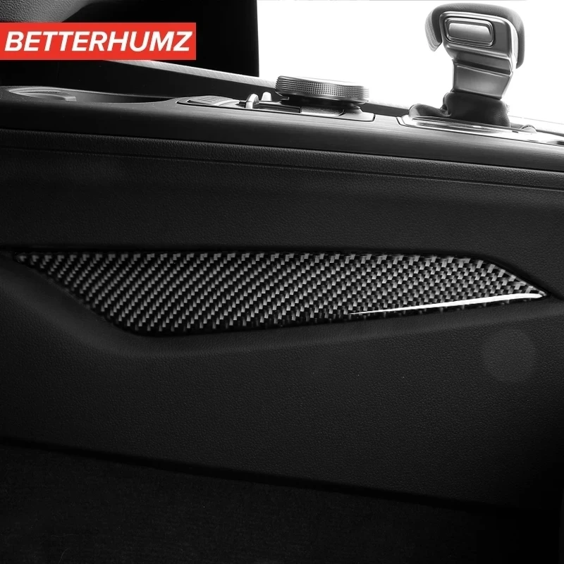 2Pcs A4 B9 Car Gear Shift Side Panel Cover Sticker Trim For Audi A4 A5 B9 2017 2018 2019 2020 Carbon Fiber Style