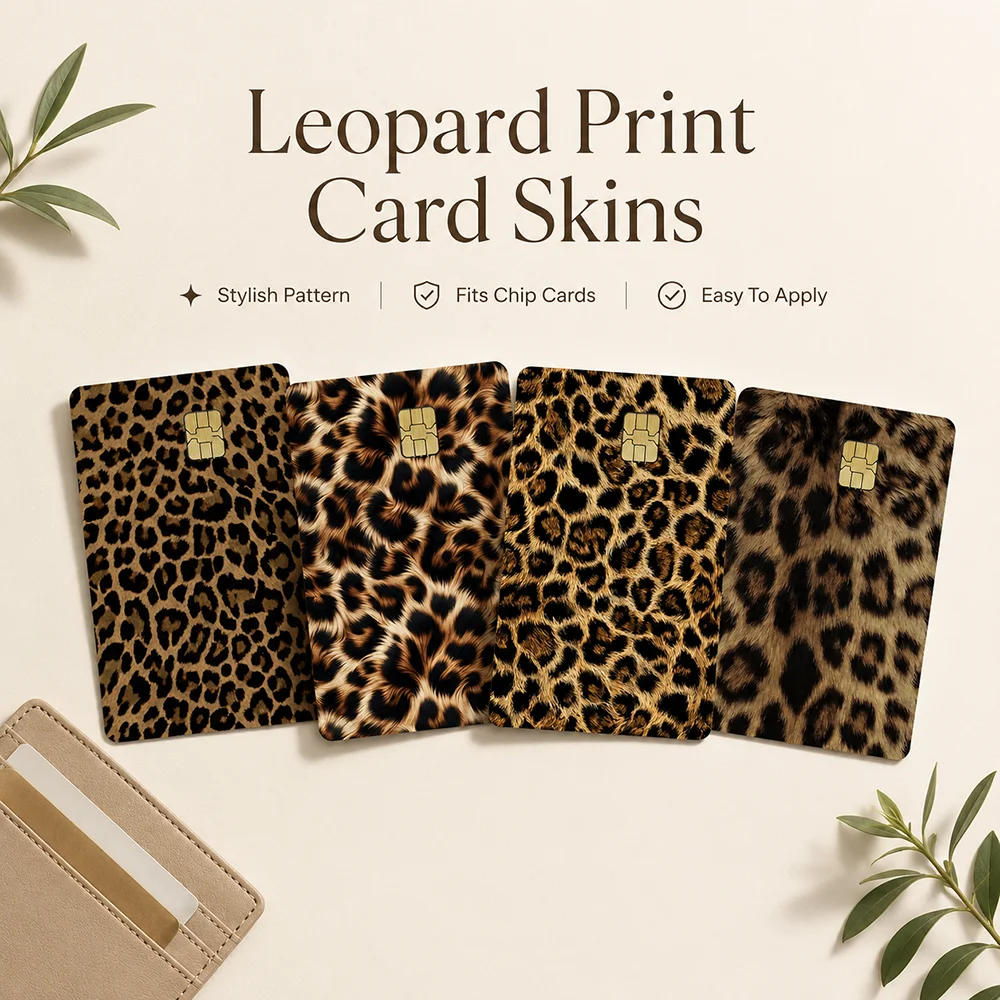 Leopard Print Card Skin Sticker For Chip Cards Waterproof Vinyl Cover Personalized Debit Credit Transportation Card Protector
