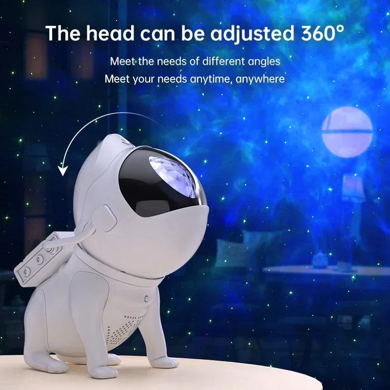 Ultima luce notturna Space Dog Projector LED Galaxy 360 ° regolabile Smart APP Control Bluetooth Music Sync Speaker decorazione della stanza