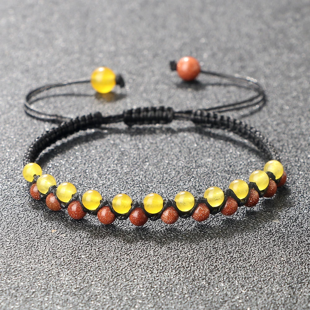 4mm Double Layer Natural Stone Bracelets Handmade Tiger Eye Obsidian Braided Bangles For Men Women Trendy Couple Healing Jewelry