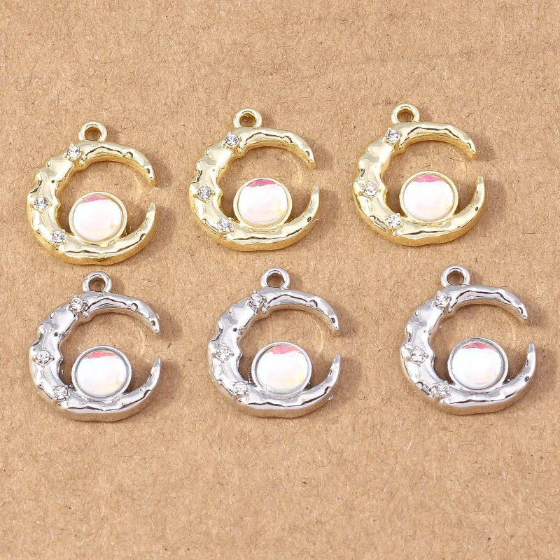 

5pcs 19*16mm Crystal Sun Moon Charm Pendants for Jewelry Making Necklace Earrings DIY Bracelet Accessories Supplies