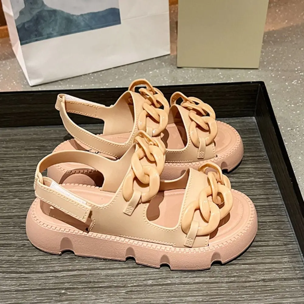 Mode Kette Gürtel Dicken Sohlen Sandalen Anti Slip PVC Plattform Sandalen Anti Geruch Oberbekleidung Schuhe Hausschuhe Frauen Strand