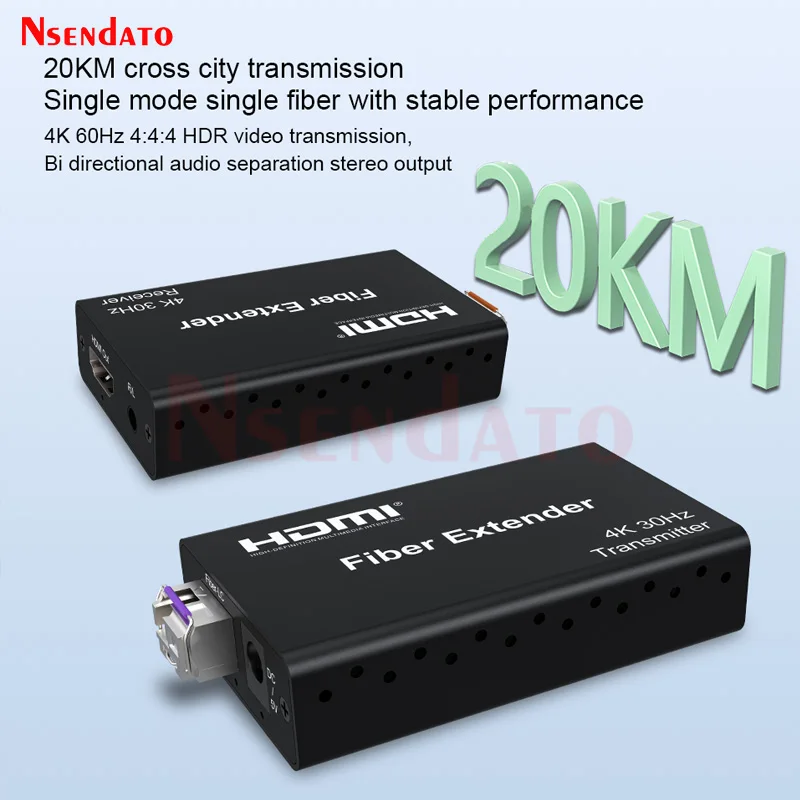 HDMI Extender 20Km 4K 30Hz over LC Fiber Optical Cable HDMI Fiber Video Transmitter Receiver With Audio For PC TV HDCP