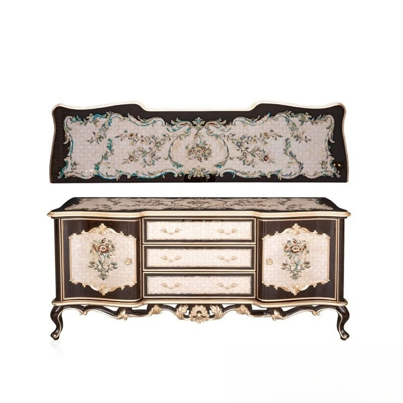 

Wooden foyer entrance cabinet French wood veneer shell parquet living room home TV cabinet