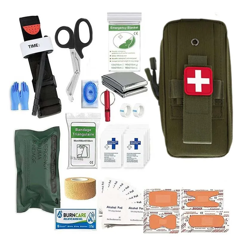 

57Pcs Emergency Survival First Aid Kit Portable Outdoor Camping Survival Equipment Military Tactical Tourniquet Bandage SOS Bag