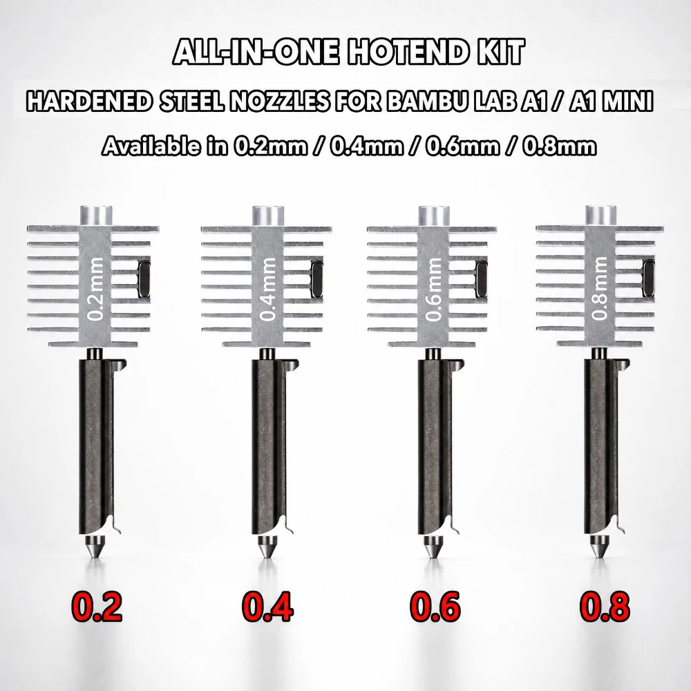 For Bambu Lab A1/A1MINI Nozzle Hardened steel Integrated A2L Hotend Kit High-Precision A1 Nozzles Same As Original High Quality