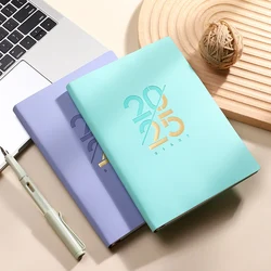 2025 A5 Planner Notebook quaderno in lingua inglese copertina in pelle PU Agenda scolastica piano settimanale mensile diario Organizer