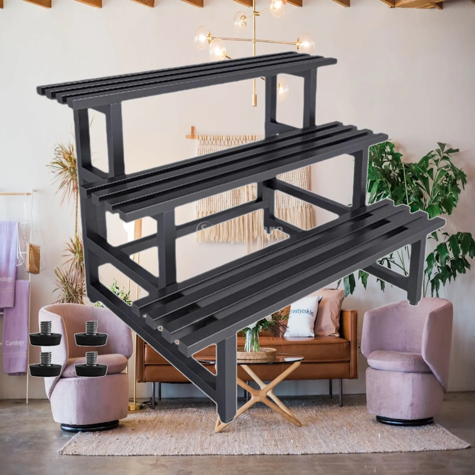 Metal Plant Stand with 3 Tier Flower Pot Display Rack for Living Room And Patio