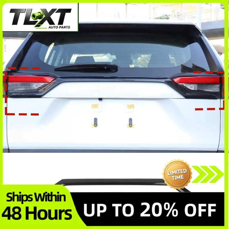 TLXT For Toyota RAV4 RAV 4 XA50 2019-2023 Chrome Rear Upper Trunk Lid Cover Trim Carbon Fiber Tailgate Boot Protection Strip ABS