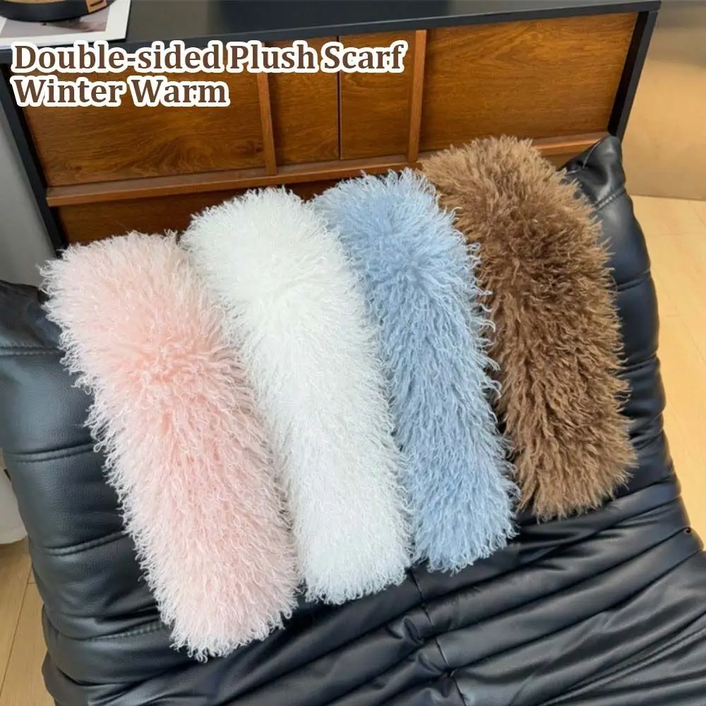 Winter Warm Faux Fur Collar Scarf Double-sided Magnetic Attraction Scarf for Women Thicken Windproof Neck Warmer for Outdoors