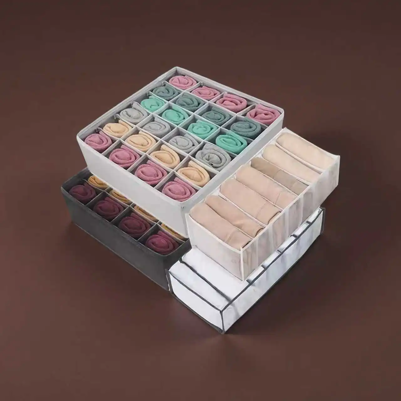 

Collapsible Jewelry Box 24 Slot Necklace Ring Earring Organizer Portable Non Woven Display Cabinet Storage Wardrobe Divider