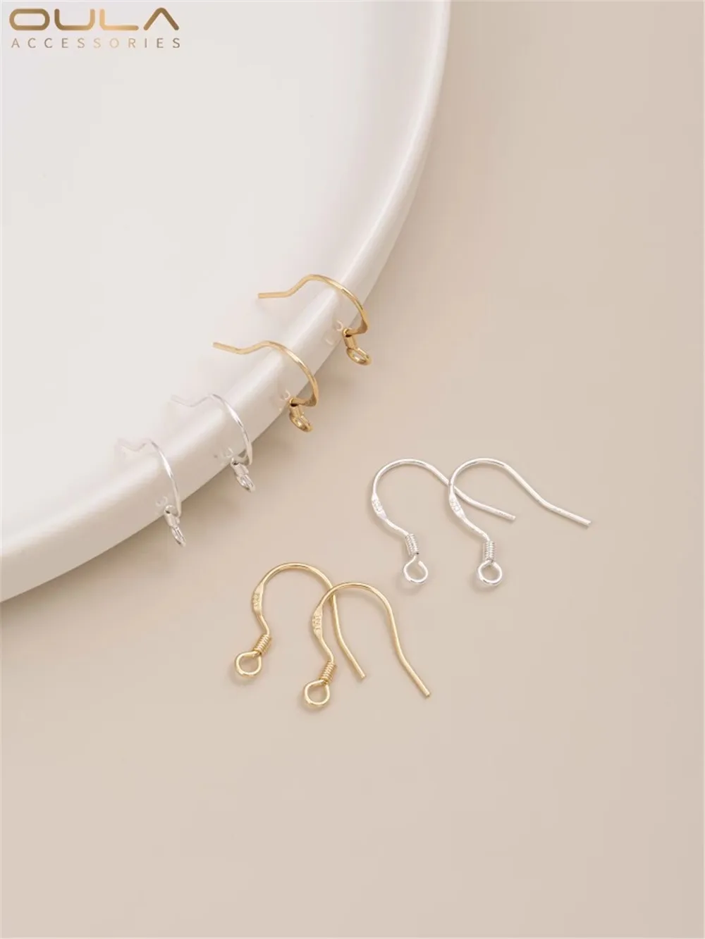 

925 Steel Seal 14K Bag Gold Color Spring Ear Hook Diy Earrings Basic Accessories Gold Silver Ear Hook Material