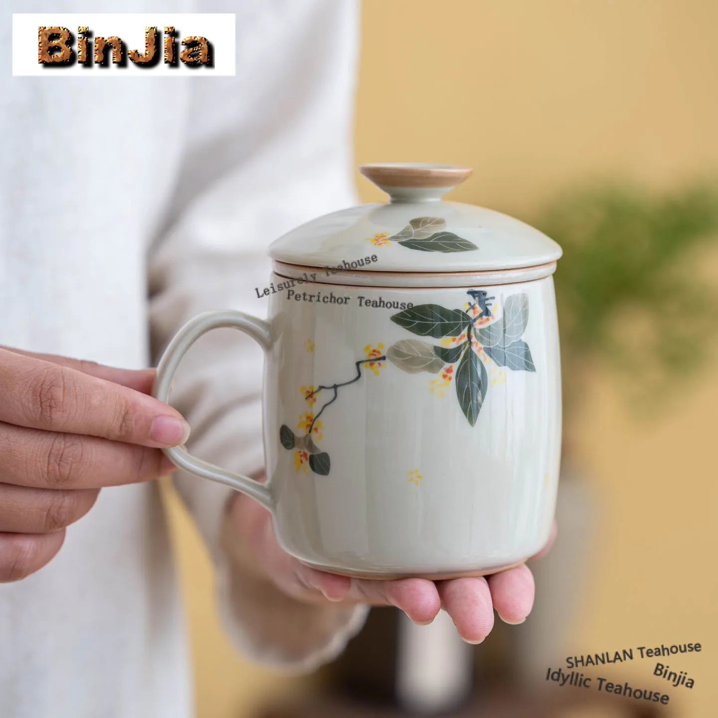 

340 мл ручная роспись фильтр османтуса чашка-сепаратор чая бутик чайная кружка с заварочным устройством для заваривания чая офисная чашка для воды украшение