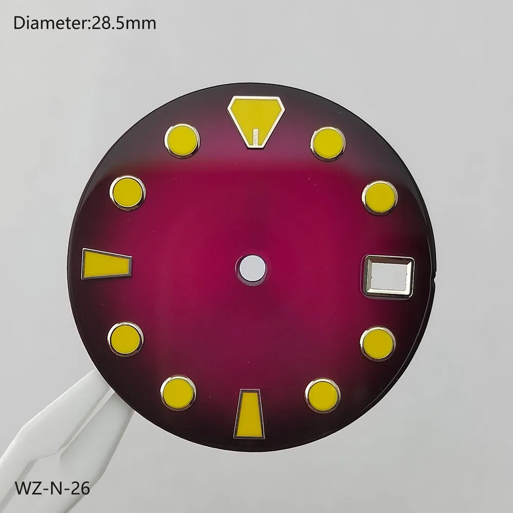 قرص NH35 28.5 ملم PROSPEXX متدرج أصفر أرجواني أخضر قرص أمة الله للحركة الأوتوماتيكية اليابانية NH35 يمكن تخصيص الشعار