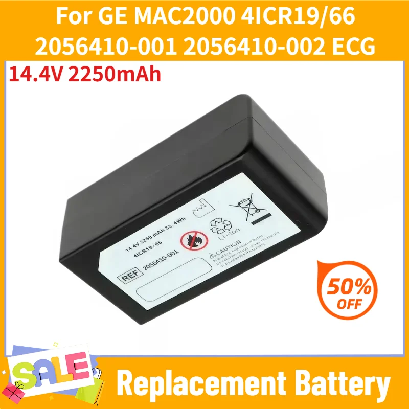 For GE MAC2000 4ICR19/66 2056410-001 2056410-002 ECG High Quality 14.4V 2250mAh Replacement Battery