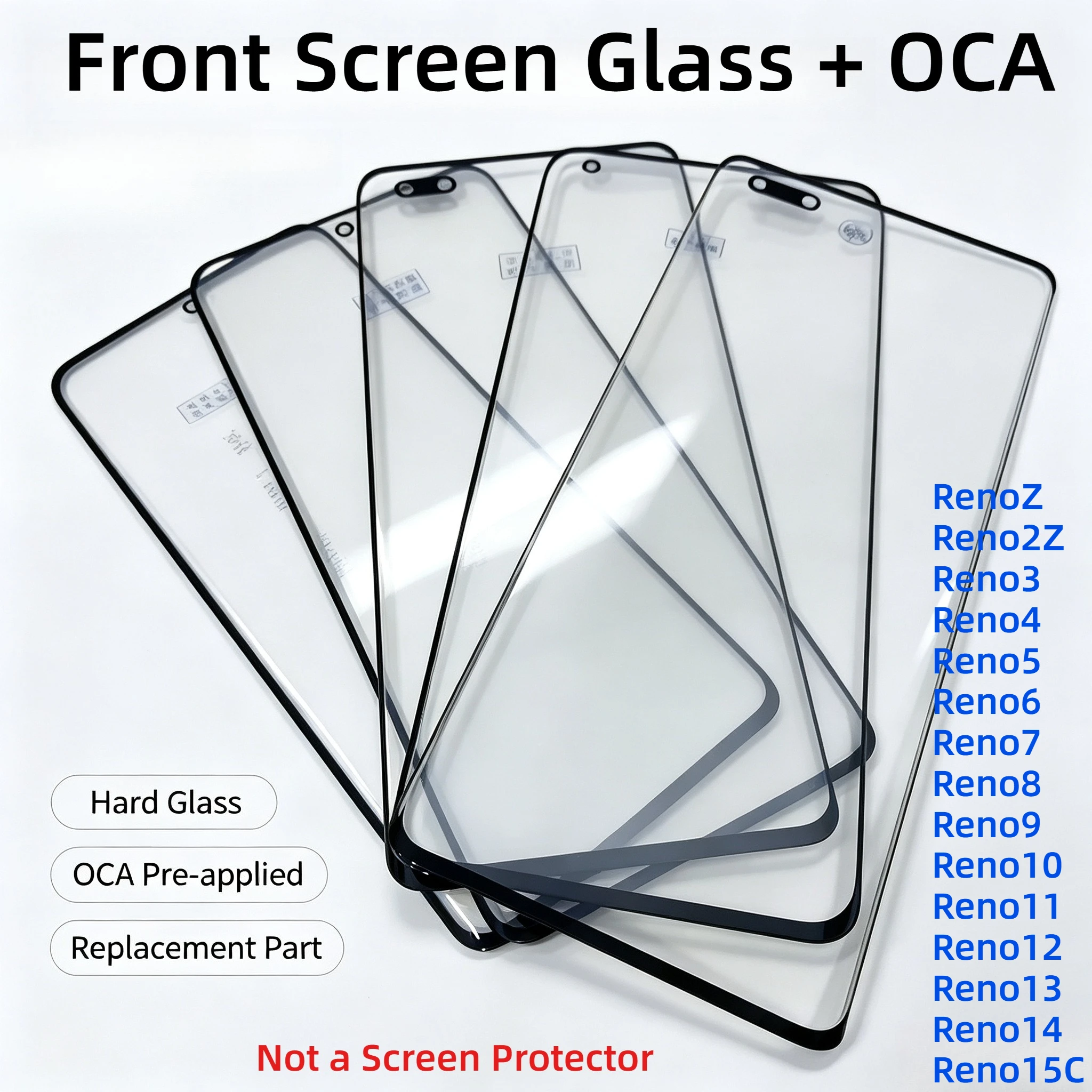 2PCS Touch Panel With OCA For Reno RenoZ 2 3 4 5 6 7 8 9 10 11 12 13 14 15C Pro Front Screen Glass Repair Replacement Part