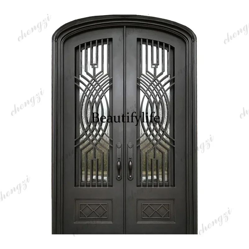 Y136  Customization Home Base Common Design Bulletproof Main Entry Gate Cast Iron Door With Arched Top