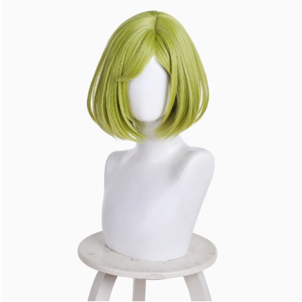 Pointy Hat's Magic Workshop Coco Synthetic High-Temperature Fiber Grass Green 3:7 Part Comic Convention Bob Cut Cosplay Wig