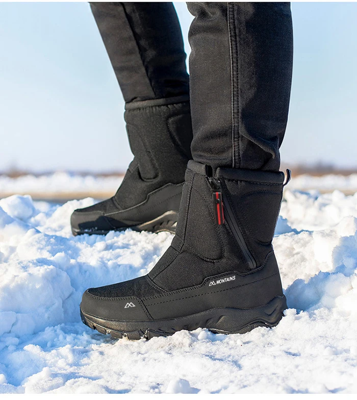 Herren Winter High-Top Stiefel Warme Innenfütterung Bequeme Herrenschuhe Outdoor Herren Schneestiefel Paar-Schuhe – Detail 4