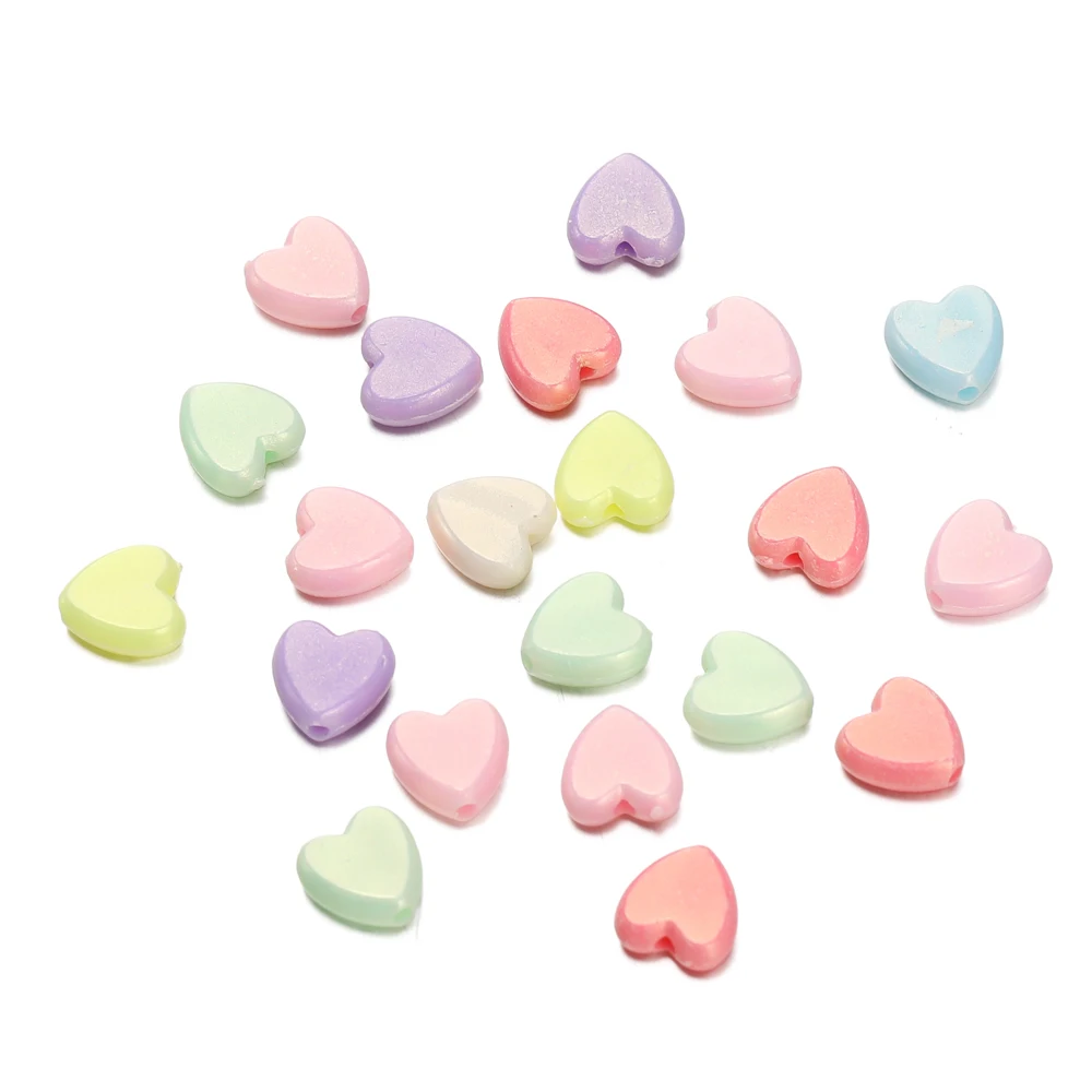 

50-100Pcs/lot 9mm Plastic Heart Bead Colorful Small Love Loose Beads for DIY Necklace Earring Jewelry Making Accessories