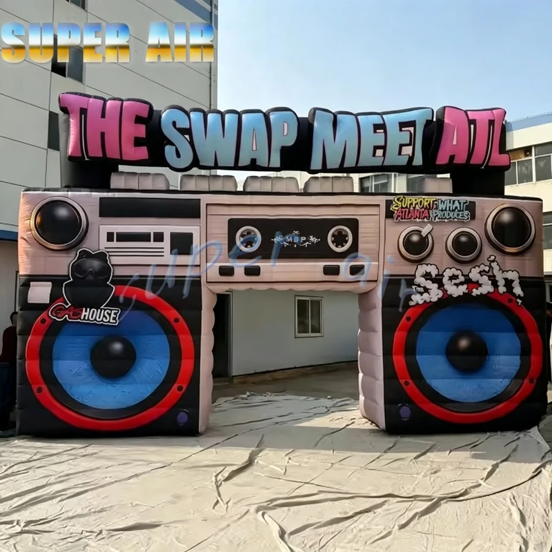 Giant Custom Inflatable Retro Boombox Radio for Music Festival, Hip Hop Party, Disco Club, Stage Backdrop, Exhibition Decor