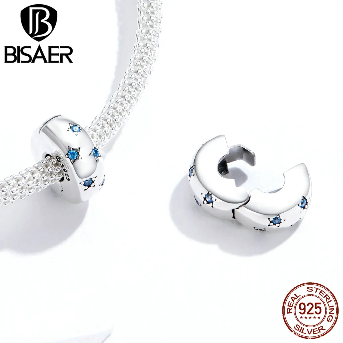 BISAER-colgante de Plata de Ley 925 con forma de estrella y Luna para mujer, abalorio de circonita con forma de ojo de Fátima, pulsera, collar, joyería fina