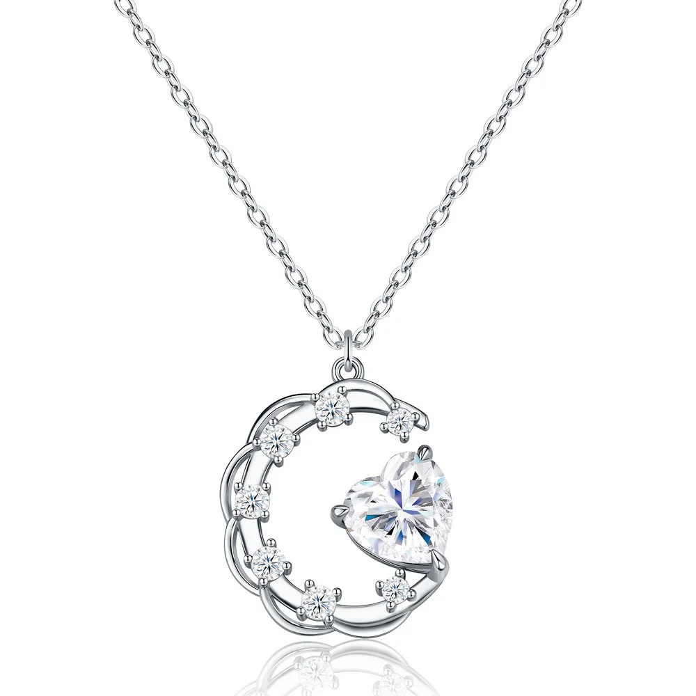 

Apaison 925 Sterling Silver Sparkling 8x8 mm Moissanite Necklace Pendant for Women-Wedding Engagement Anniversary Jewelry Gift