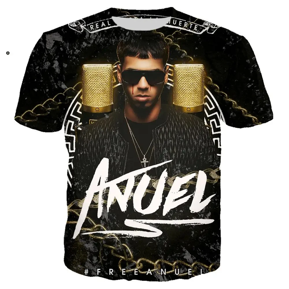 Rock Anuel Aa 3D Print O-Neck Short Sleeve T-shirt Men Casual Fashion Hip-hop Tshirt Y2K Streetwear Harajuku Unisex Clothing