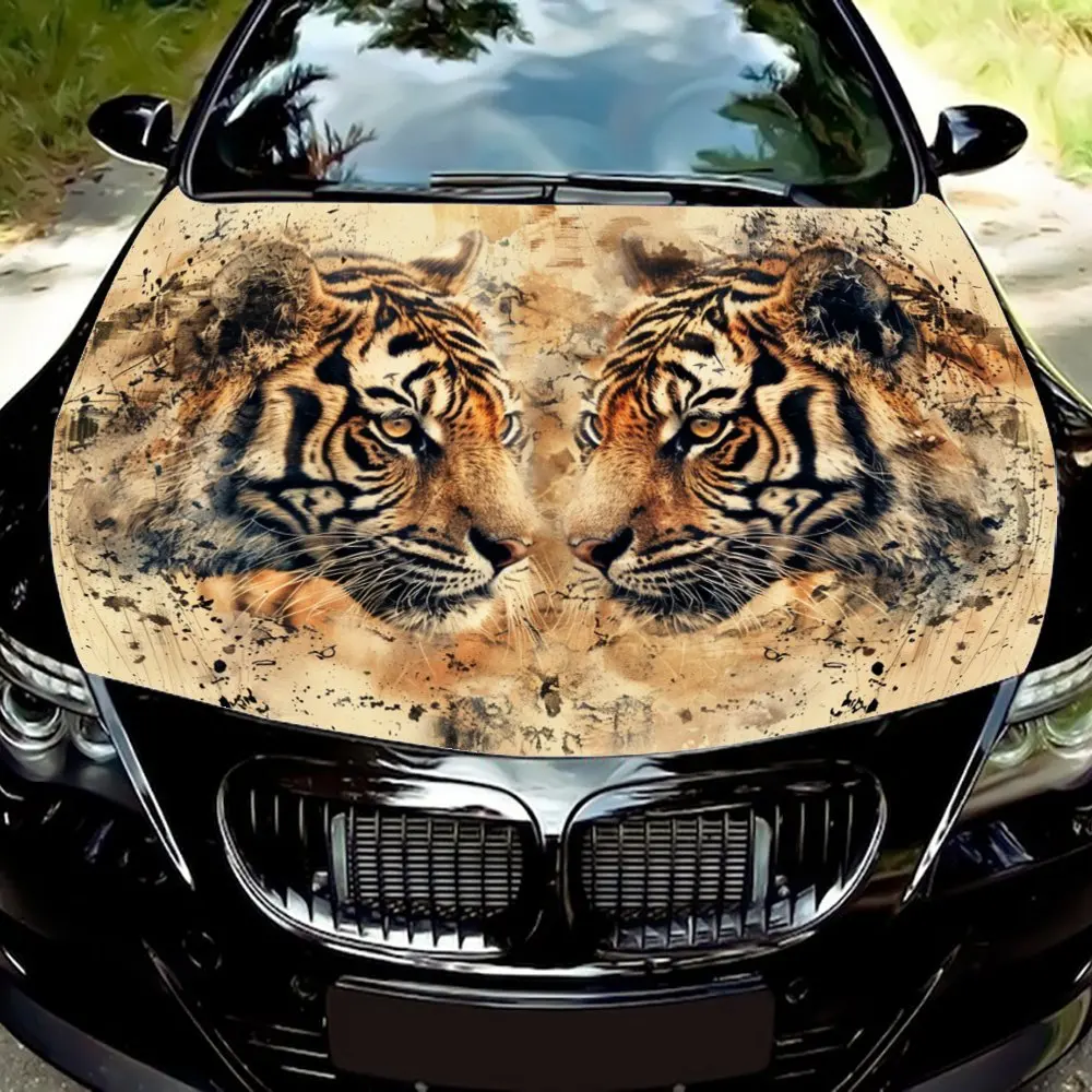 Unique Tiger Car Hood Wrap - Premium Vinyl Material, One-of-a-Kind Design, Turn Heads on the Road