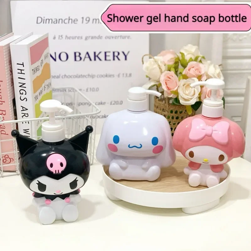 Miniso Hello Kitty Lotion Bottle Kuromi My Melody Anime Cartoon Press Type Shower Bottle Shower Gel Hand Conditioner Bottle